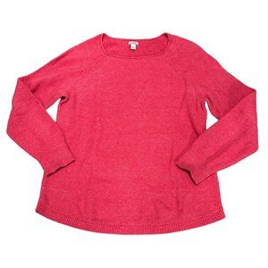 L.L. BEAN LIGHTWEIGHT‎ PULLOVER KNIT COTTON PINK SWEATER WOMAN'S LARGE F2